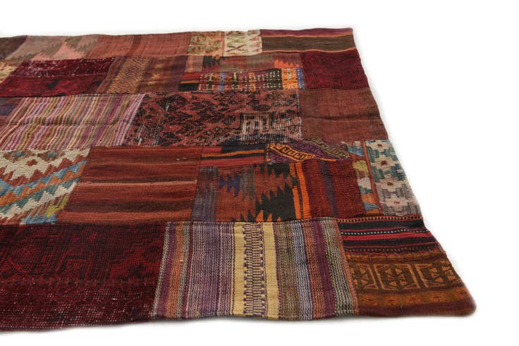 Detail image of 4' x 6' Hand Woven Kilim Patchwork Wool Rug