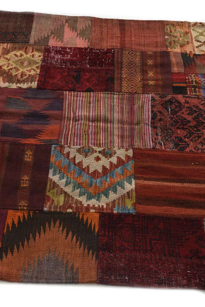 4' x 6' Hand Woven Kilim Patchwork Wool Rug