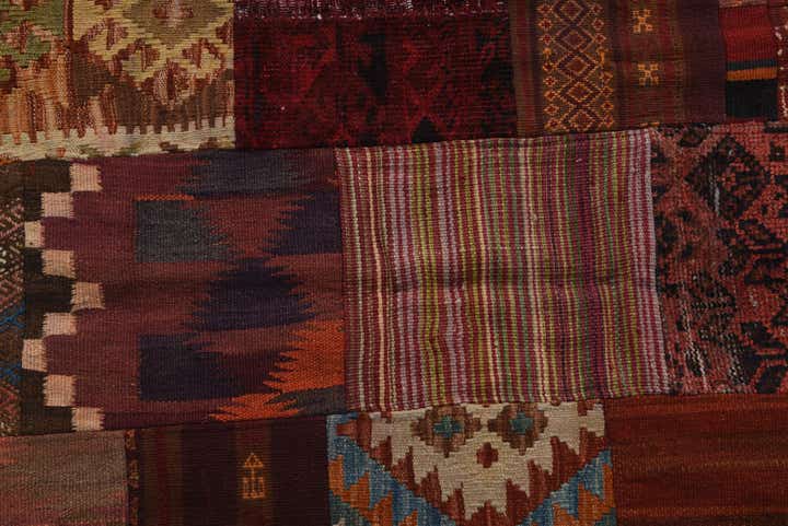 4' x 6' Hand Woven Kilim Patchwork Wool Rug