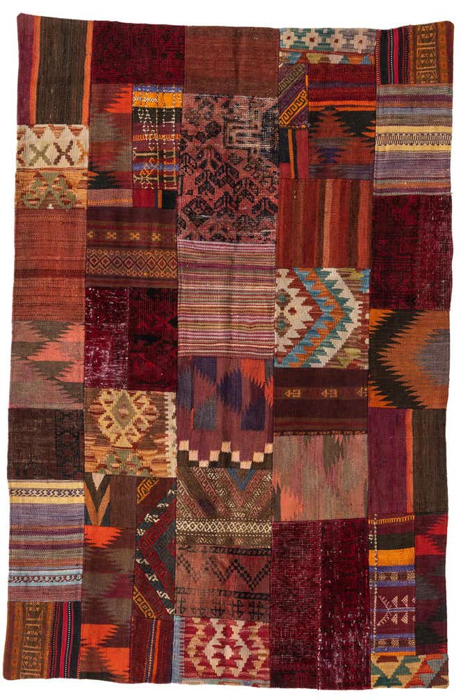 4' x 6' Hand Woven Kilim Patchwork Wool Rug