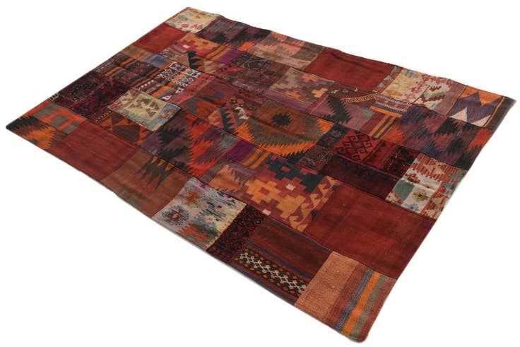 Detail image of 4' x 6' Hand Woven Kilim Patchwork Wool Rug