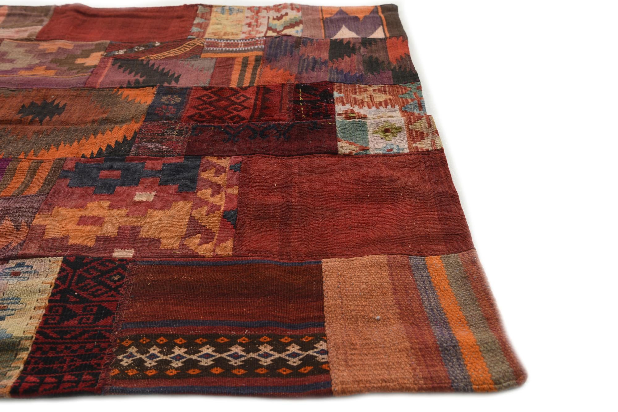 4' x 6' Hand Woven Kilim Patchwork Wool Rug