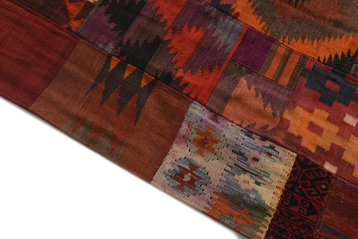 Detail image of 4' x 6' Hand Woven Kilim Patchwork Wool Rug