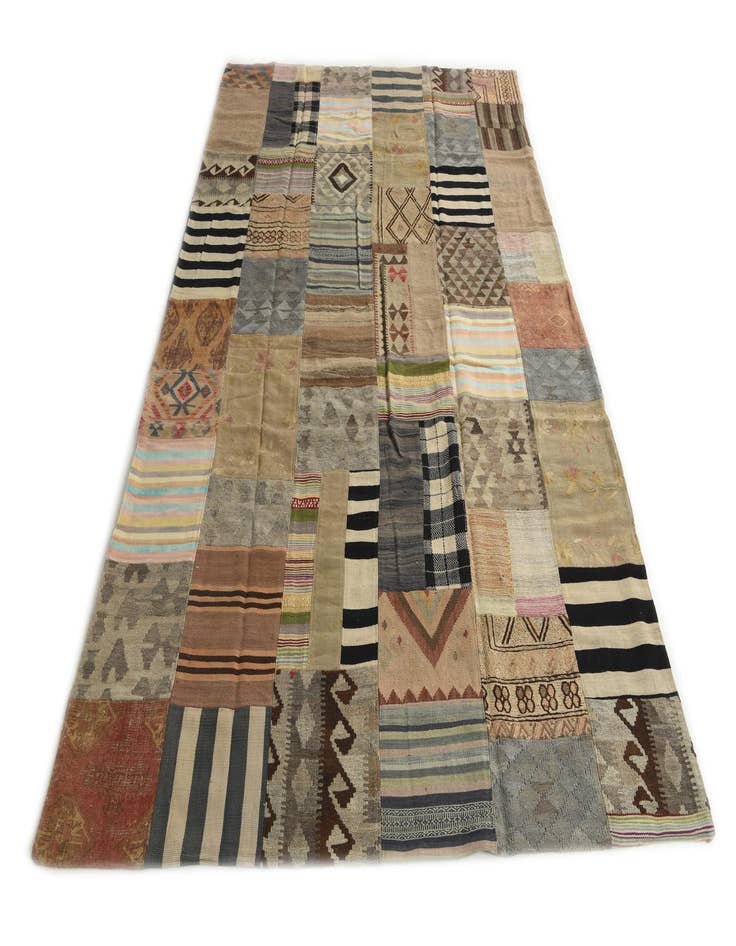 Detail image of 6' 8 x 9' 10 Hand Woven Kilim Patchwork Wool Rug
