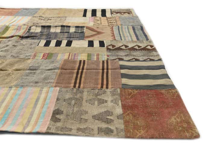 6' 8 x 9' 10 Hand Woven Kilim Patchwork Wool Rug