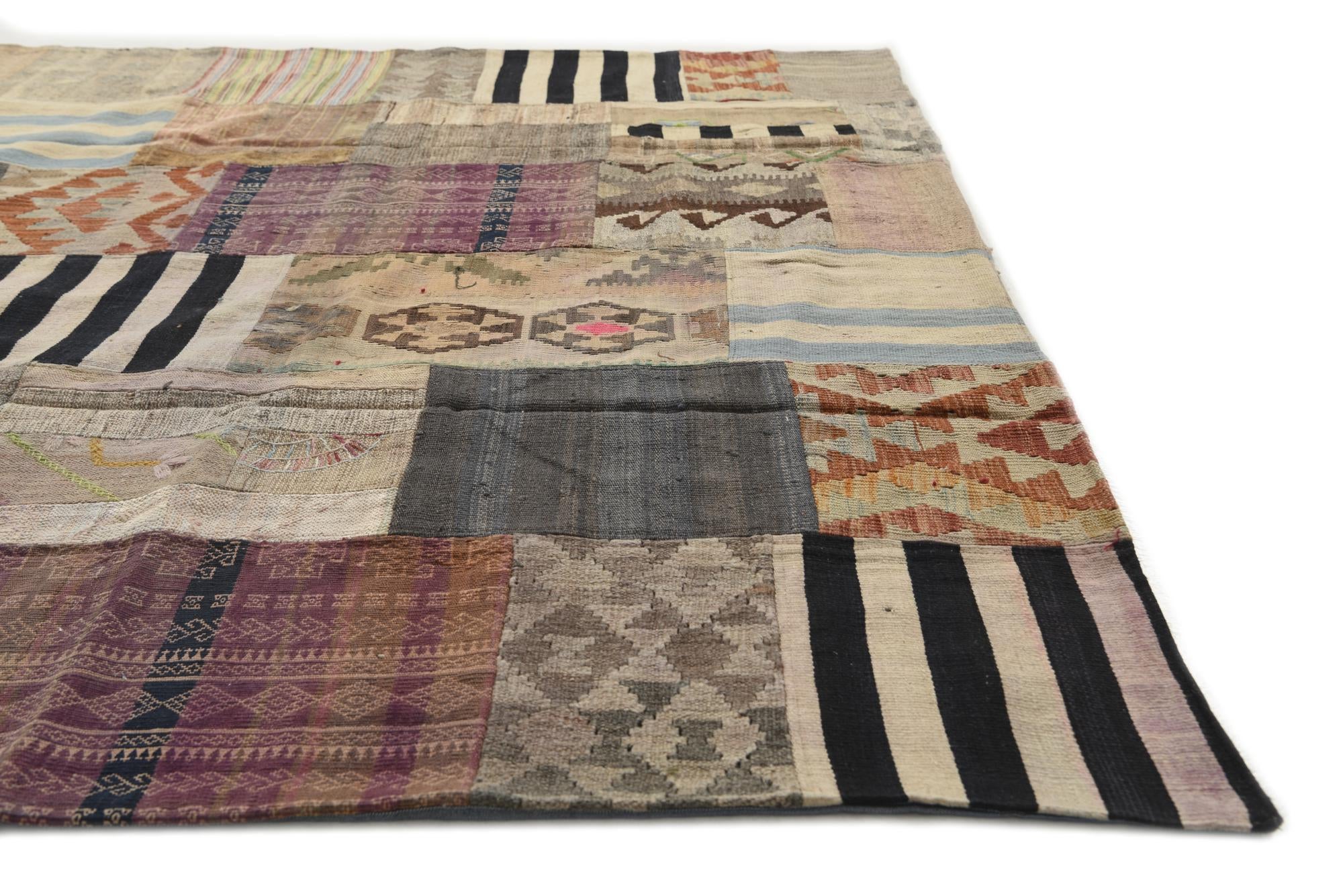 6' 6 x 9' 10 Hand Woven Kilim Patchwork Wool Rug