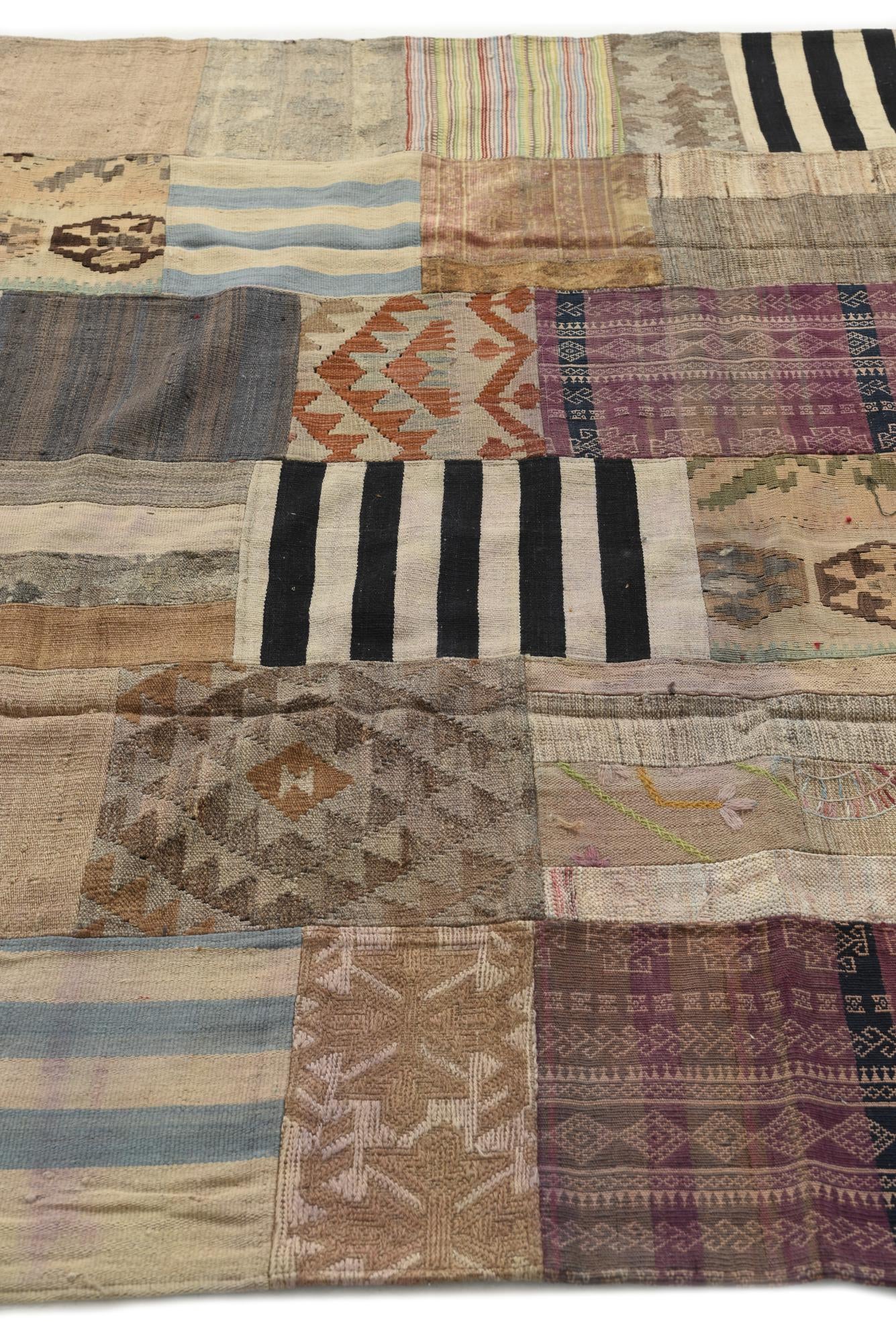 6' 6 x 9' 10 Hand Woven Kilim Patchwork Wool Rug