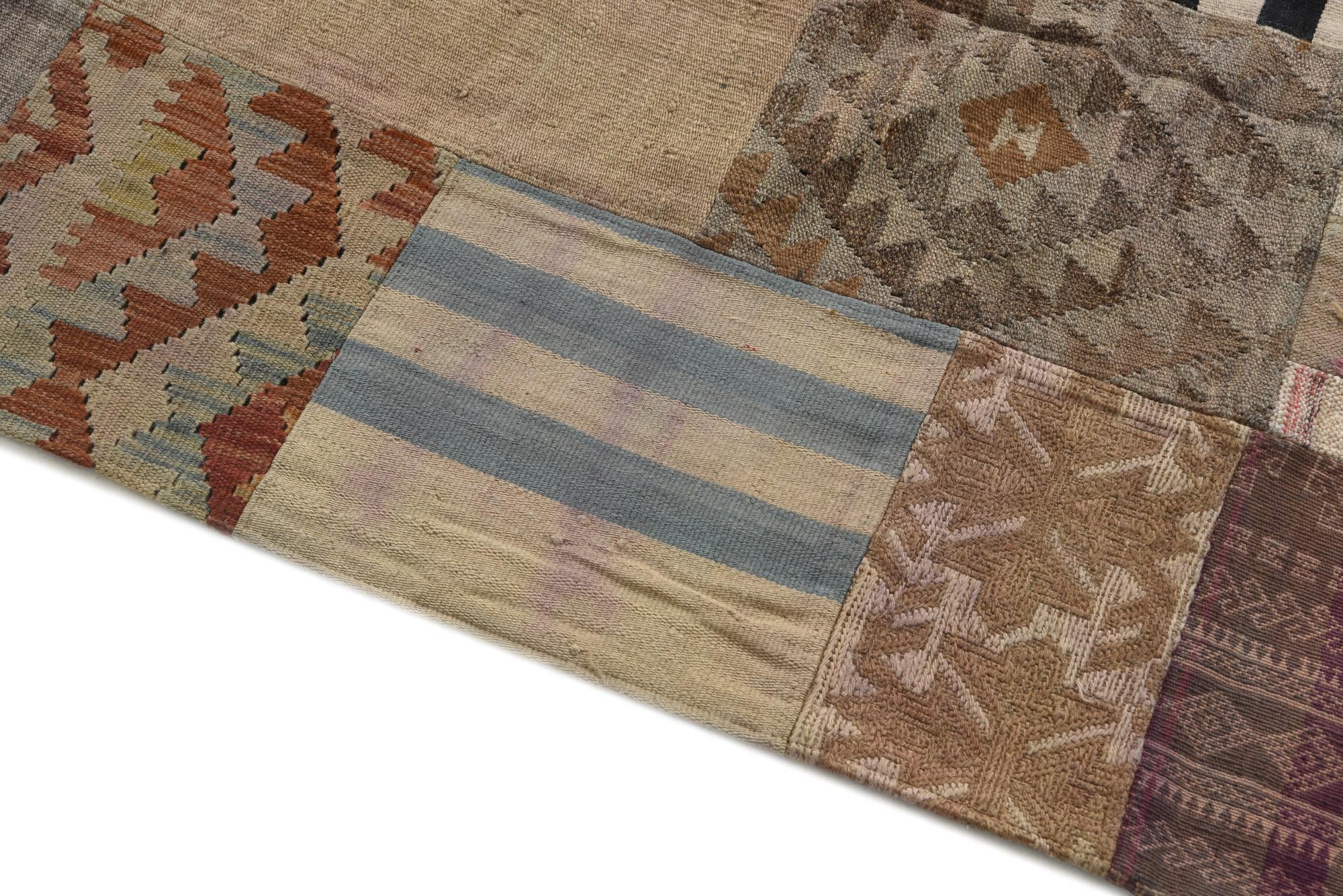 6' 6 x 9' 10 Hand Woven Kilim Patchwork Wool Rug