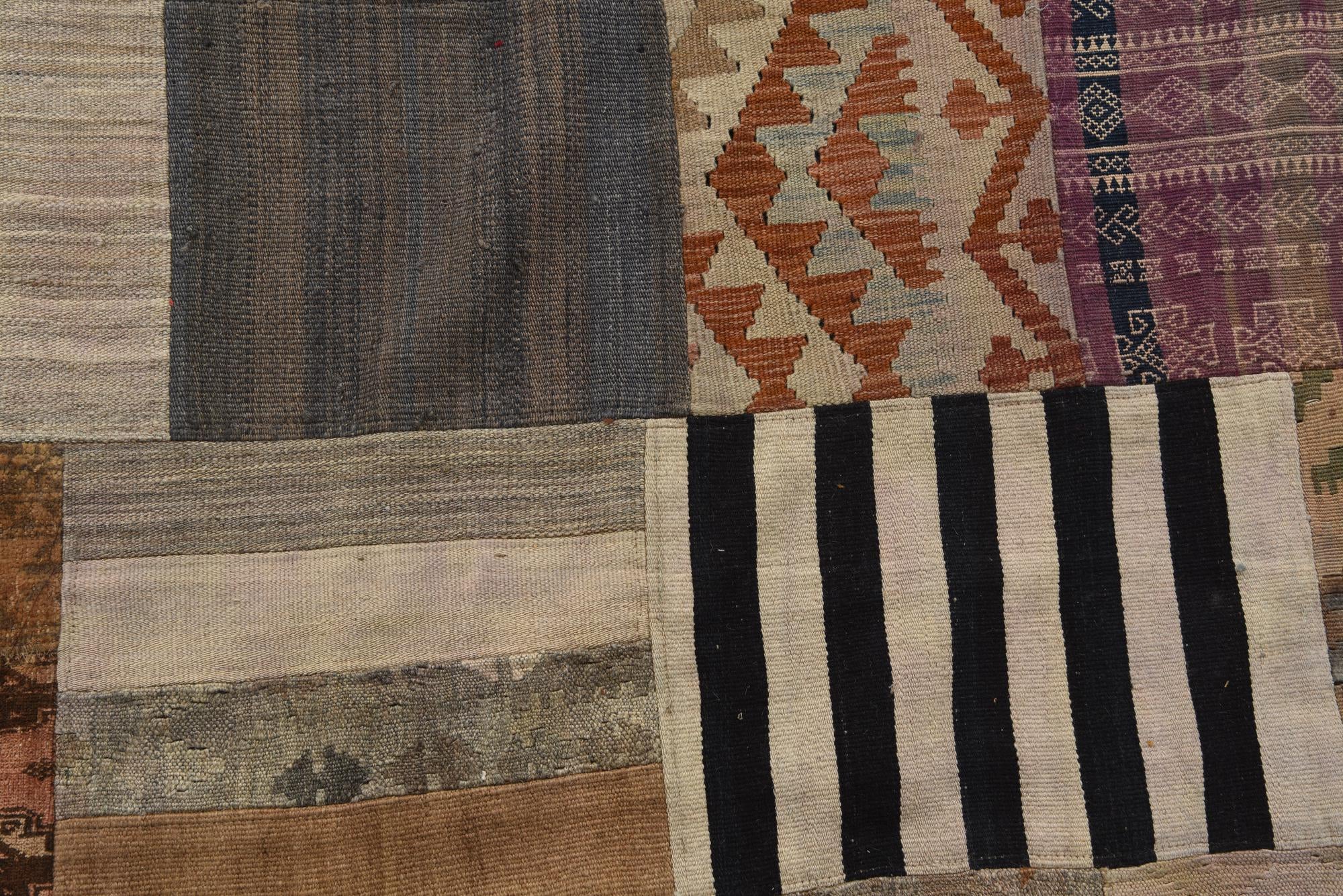 6' 6 x 9' 10 Hand Woven Kilim Patchwork Wool Rug