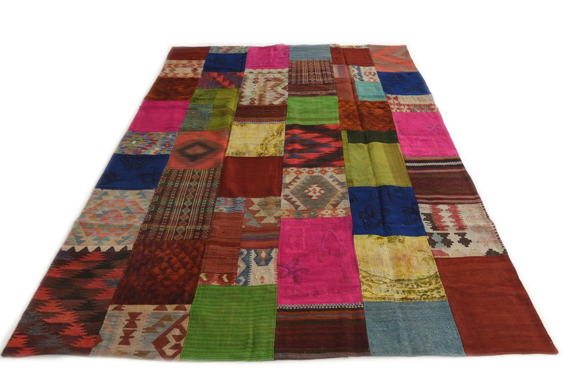 6' 8 x 9' 6 Hand Woven Kilim Patchwork Wool Rug