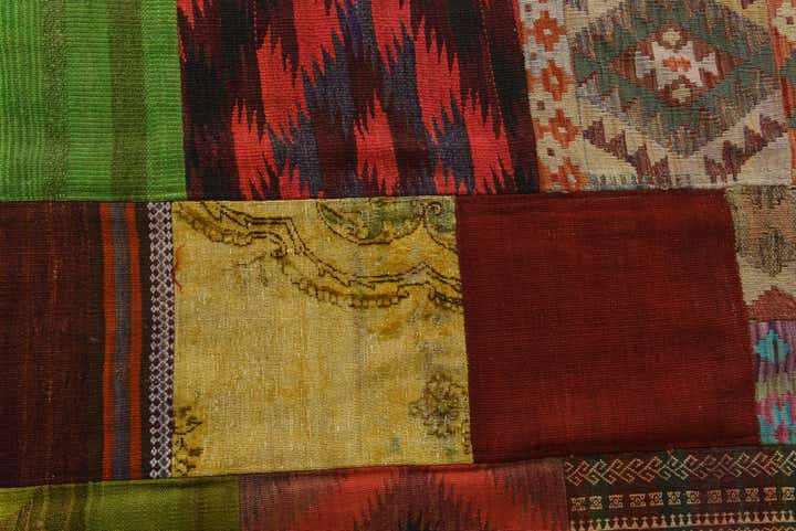 6' 8 x 9' 6 Hand Woven Kilim Patchwork Wool Rug