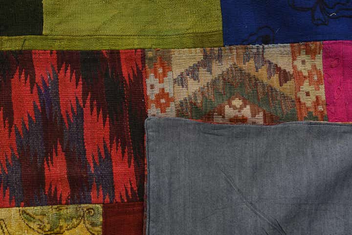 6' 8 x 9' 6 Hand Woven Kilim Patchwork Wool Rug