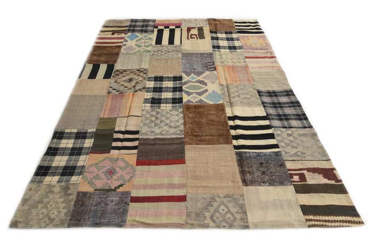 6' 6 x 9' 5 Hand Woven Kilim Patchwork Wool Rug