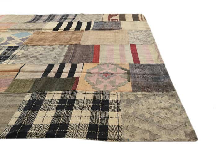 6' 6 x 9' 5 Hand Woven Kilim Patchwork Wool Rug