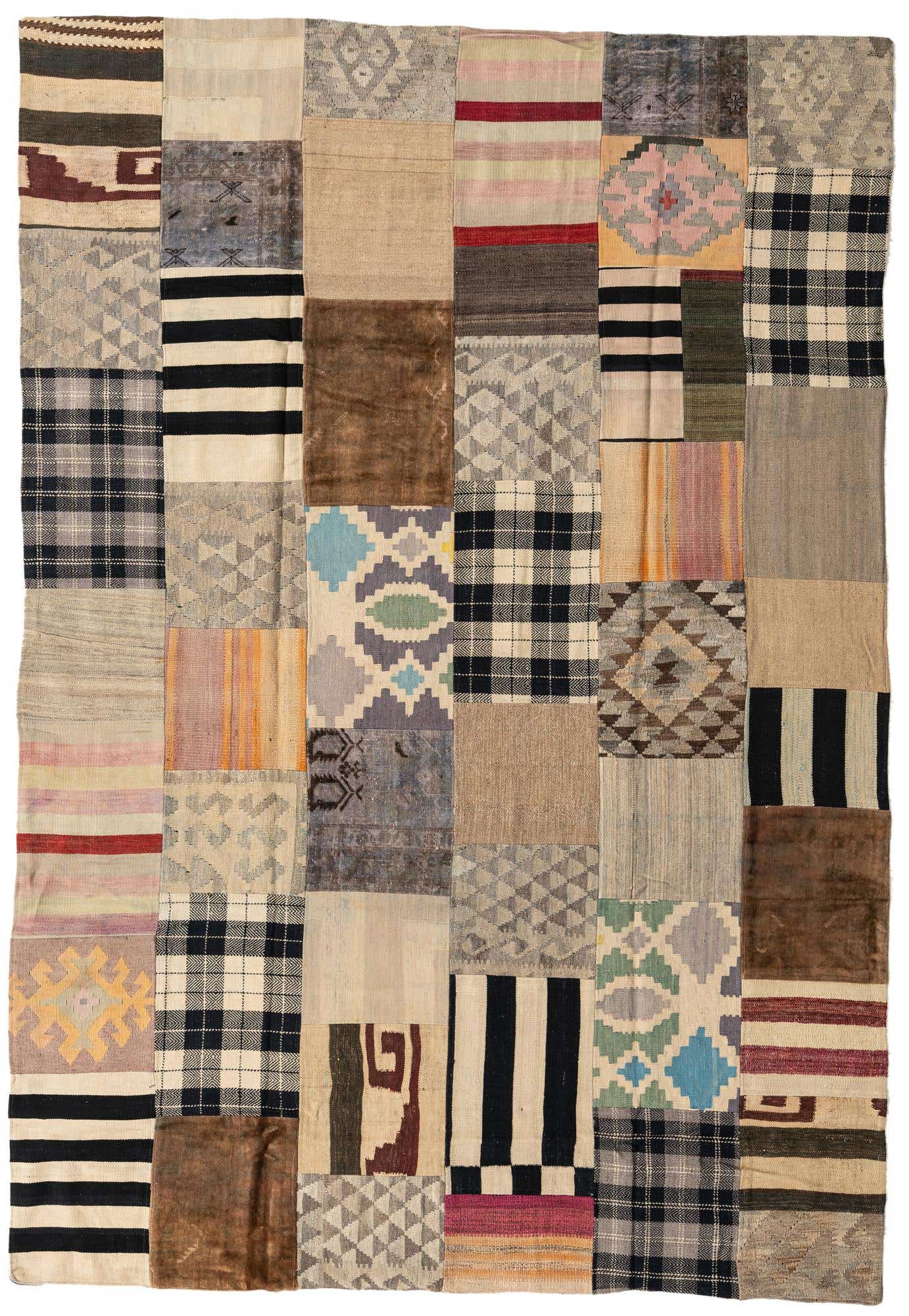 6' 6 x 9' 5 Hand Woven Kilim Patchwork Wool Rug