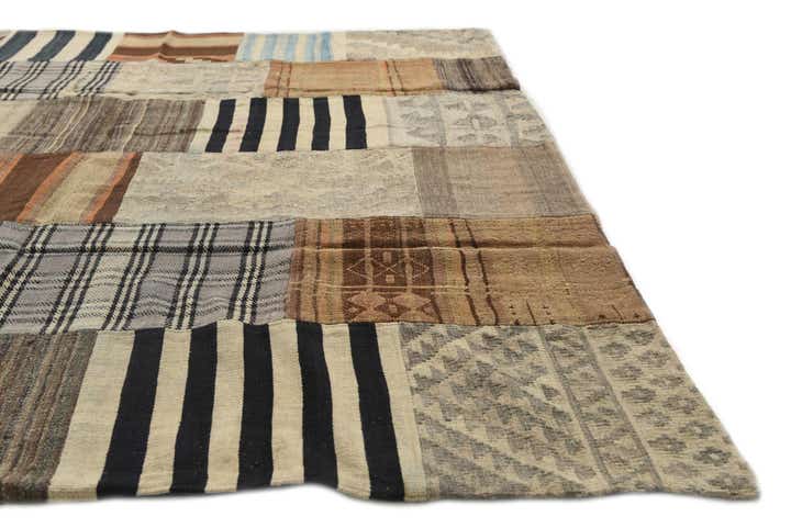 6' 6 x 9' 6 Hand Woven Kilim Patchwork Wool Rug