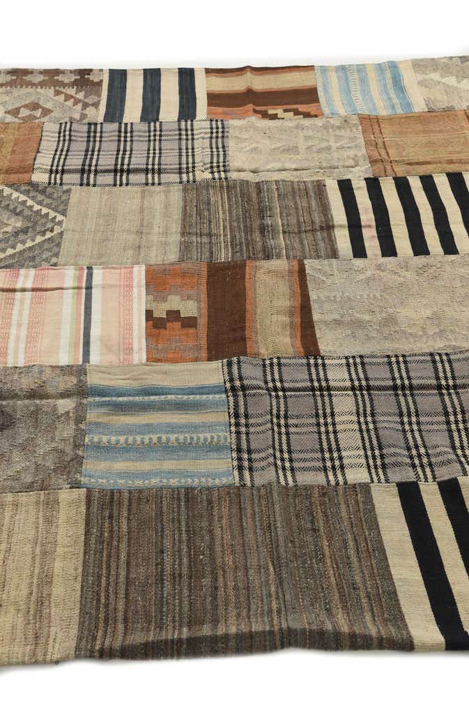 6' 6 x 9' 6 Hand Woven Kilim Patchwork Wool Rug