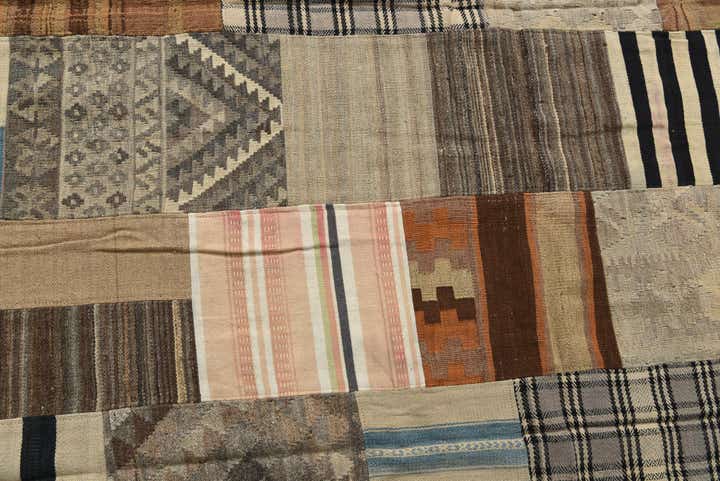 6' 6 x 9' 6 Hand Woven Kilim Patchwork Wool Rug
