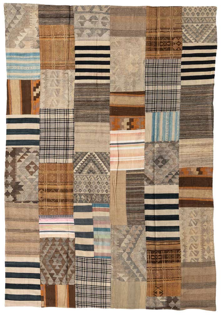 6' 6 x 9' 6 Hand Woven Kilim Patchwork Wool Rug