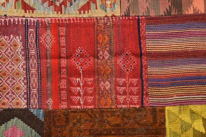 5' 7 x 7' 10 Hand Woven Kilim Patchwork Wool Rug