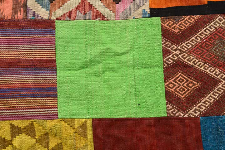 5' 7 x 7' 10 Hand Woven Kilim Patchwork Wool Rug