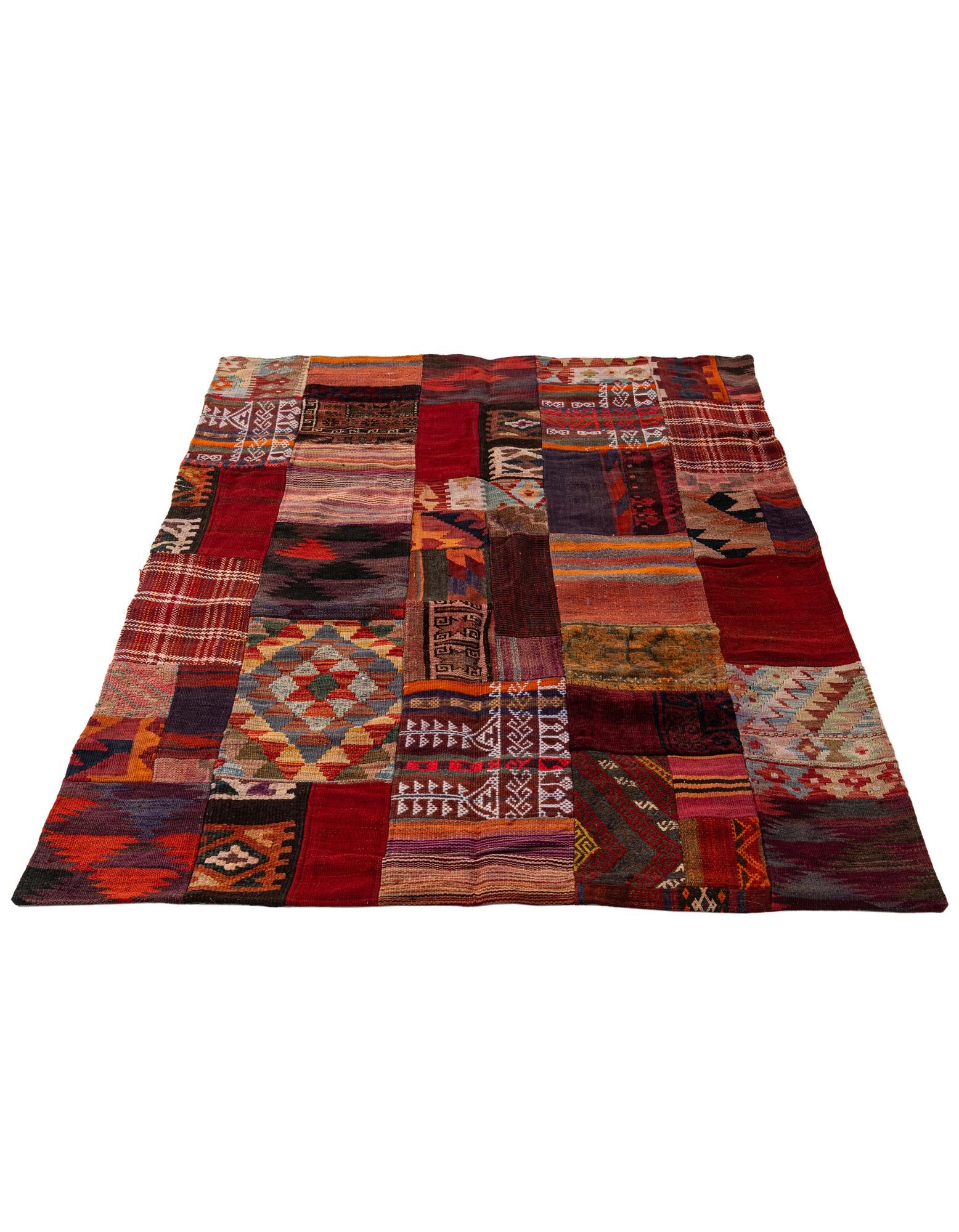 4' 2 x 6' Hand Woven Kilim Patchwork Wool Rug