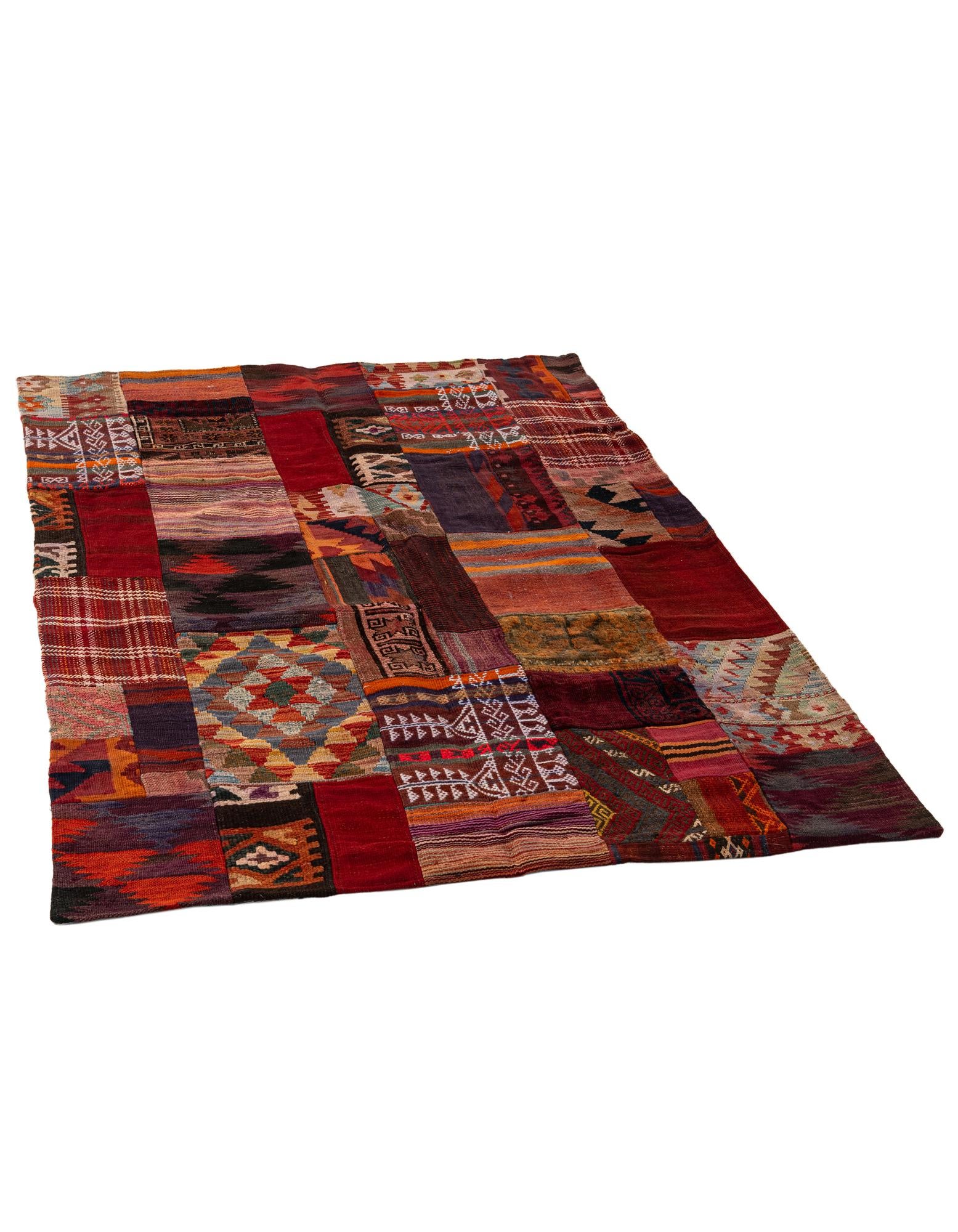 4' 2 x 6' Hand Woven Kilim Patchwork Wool Rug