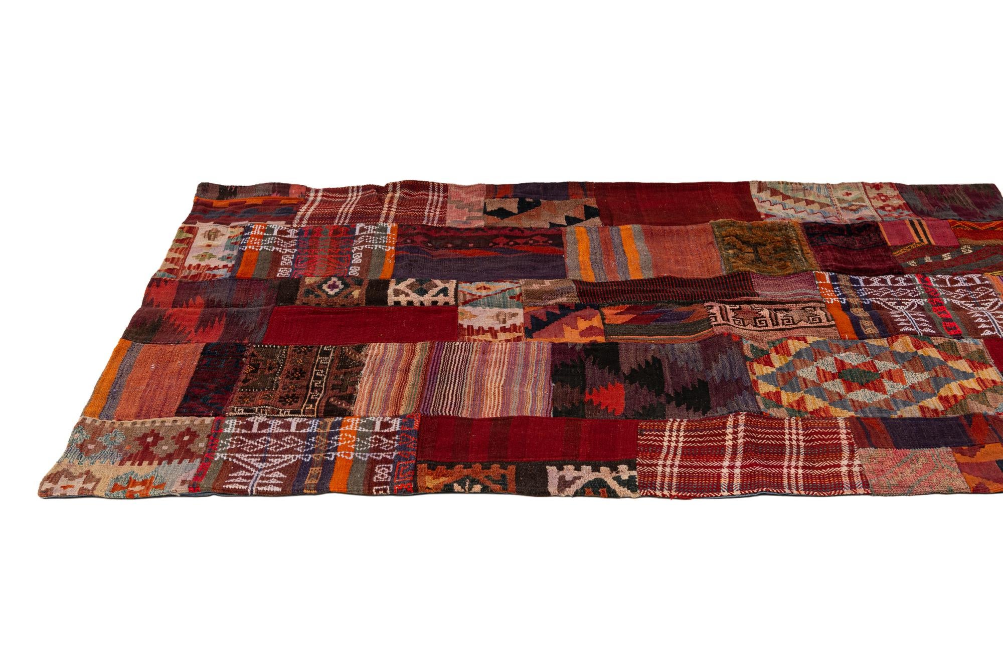 4' 2 x 6' Hand Woven Kilim Patchwork Wool Rug