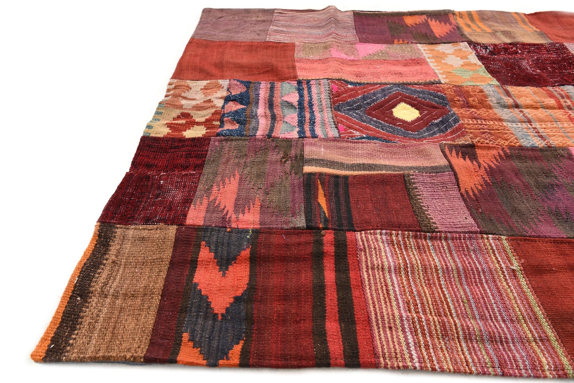 4' x 5' 11 Hand Woven Kilim Patchwork Wool Rug