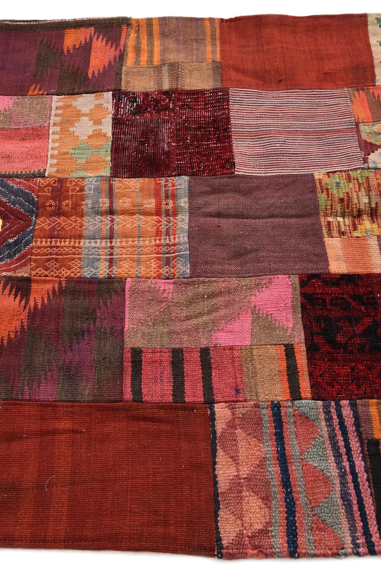 4' x 5' 11 Hand Woven Kilim Patchwork Wool Rug