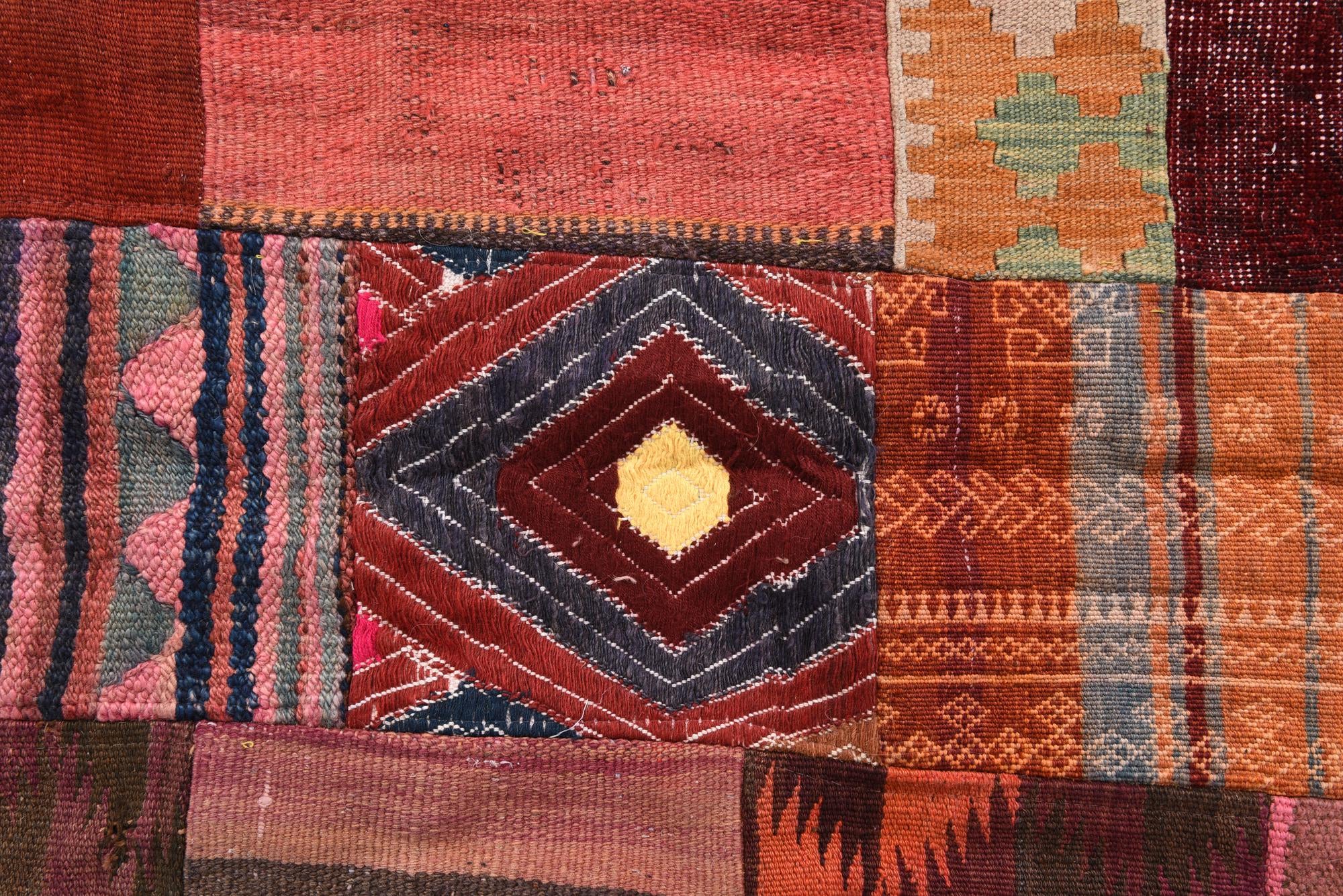 4' x 5' 11 Hand Woven Kilim Patchwork Wool Rug