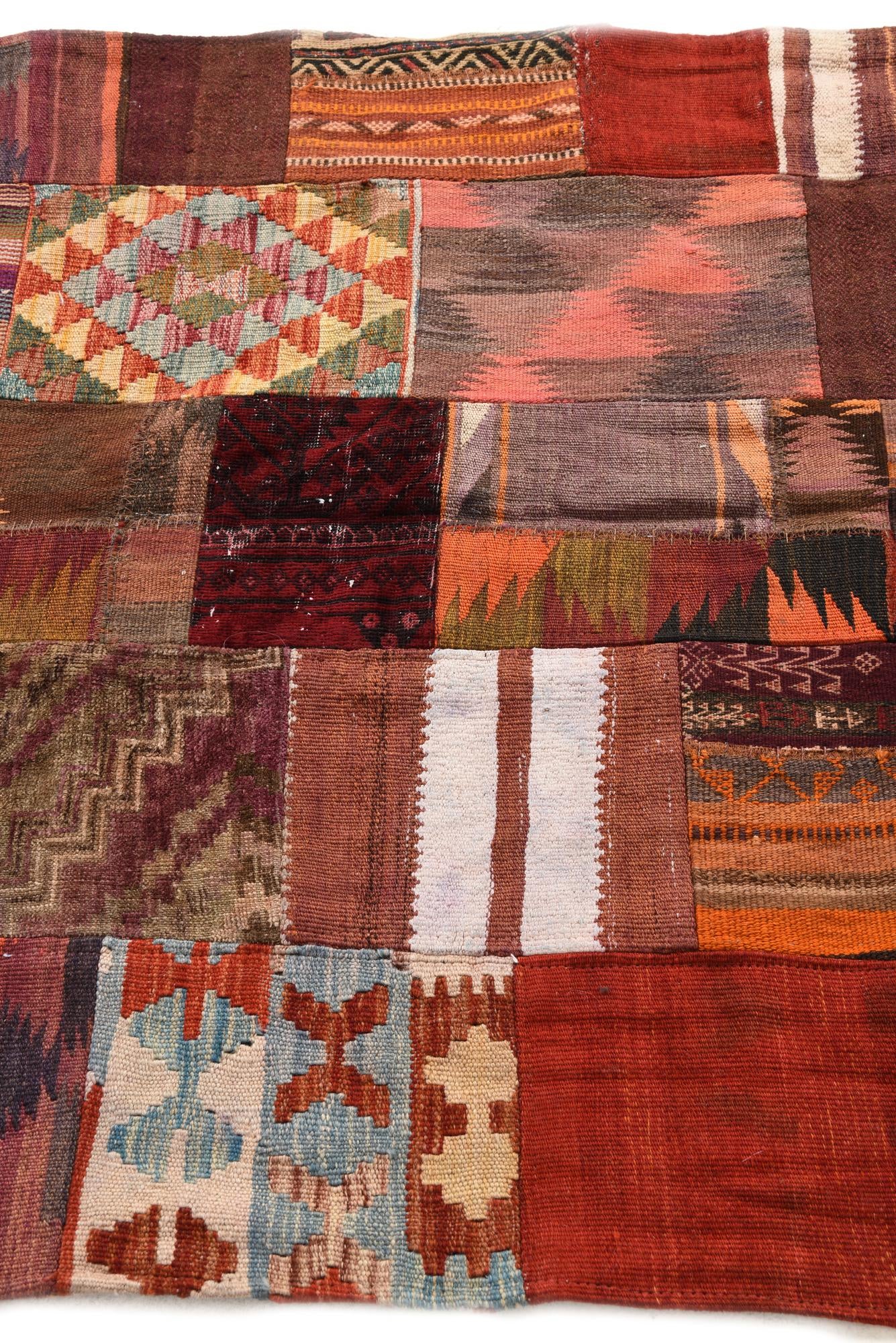 3' 11 x 6' 1 Hand Woven Kilim Patchwork Wool Rug