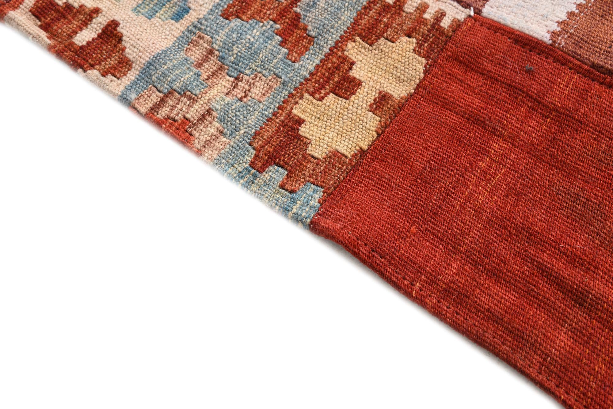 3' 11 x 6' 1 Hand Woven Kilim Patchwork Wool Rug