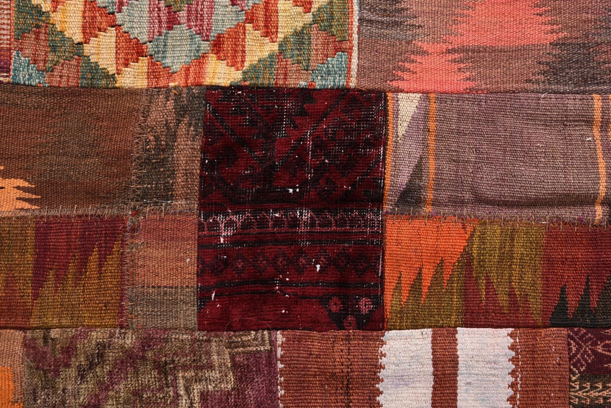 3' 11 x 6' 1 Hand Woven Kilim Patchwork Wool Rug