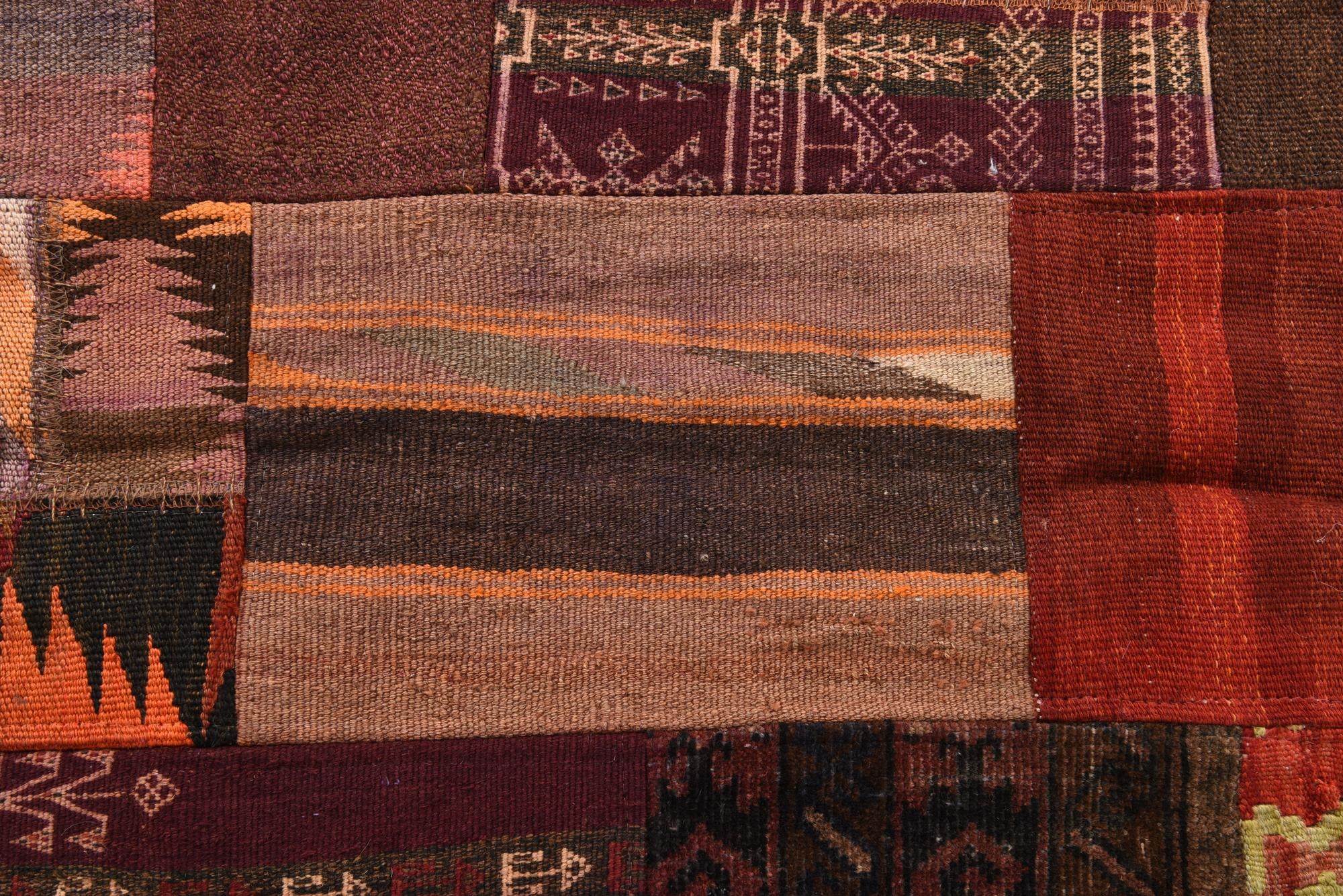 3' 11 x 6' 1 Hand Woven Kilim Patchwork Wool Rug