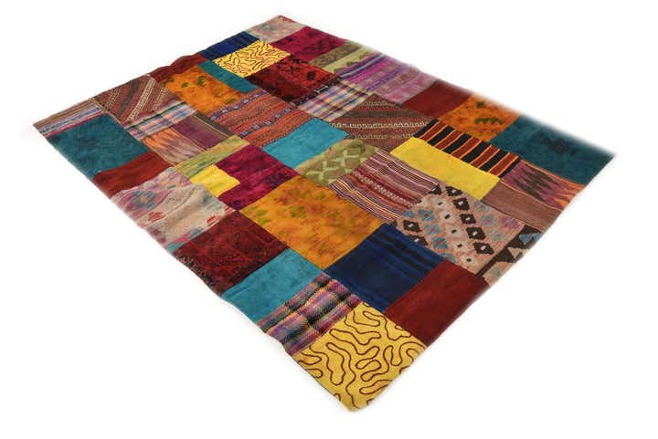 4' 3 x 5' 10 Hand Woven Kilim Patchwork Wool Rug