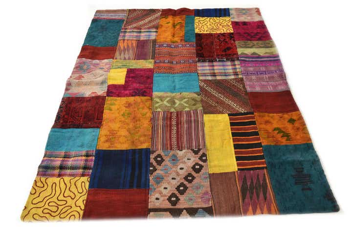 4' 3 x 5' 10 Hand Woven Kilim Patchwork Wool Rug