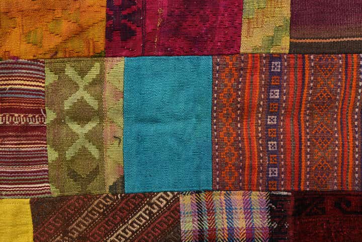 4' 3 x 5' 10 Hand Woven Kilim Patchwork Wool Rug