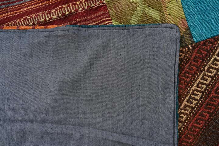 4' 3 x 5' 10 Hand Woven Kilim Patchwork Wool Rug