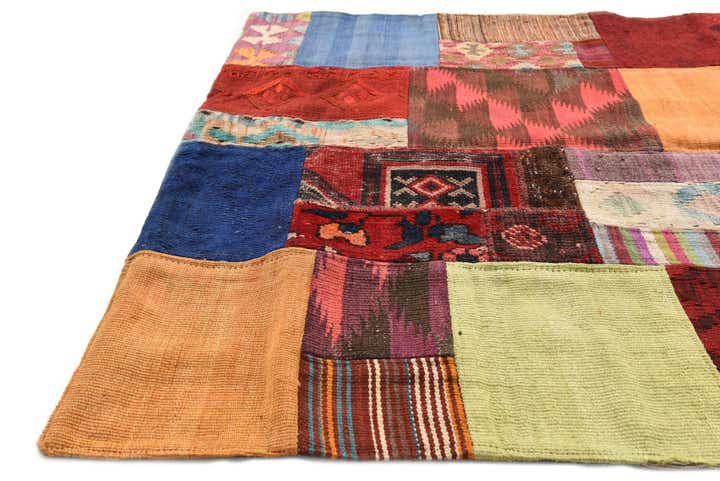 3' 4 x 5' Hand Woven Kilim Patchwork Wool Rug