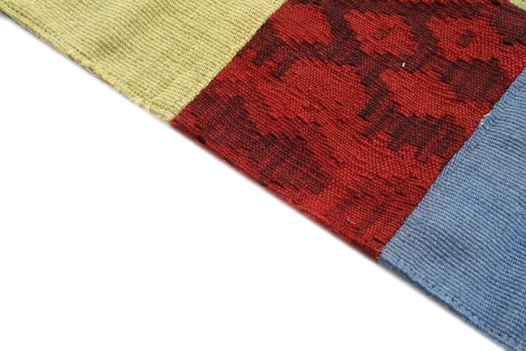 Detail image of 3' 4 x 5' Hand Woven Kilim Patchwork Wool Rug