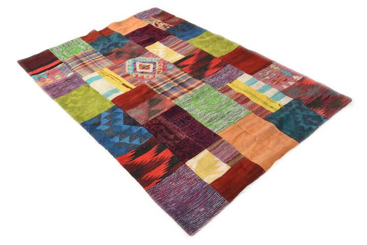 4' x 5' 11 Hand Woven Kilim Patchwork Wool Rug