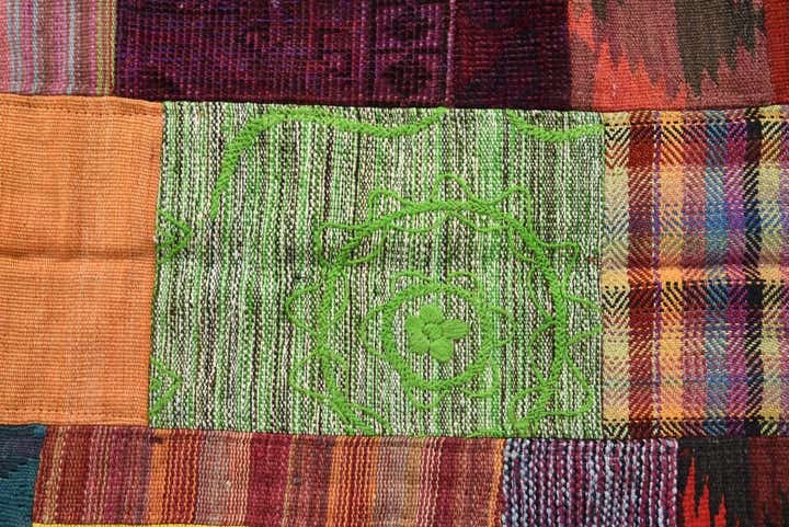 4' x 5' 11 Hand Woven Kilim Patchwork Wool Rug