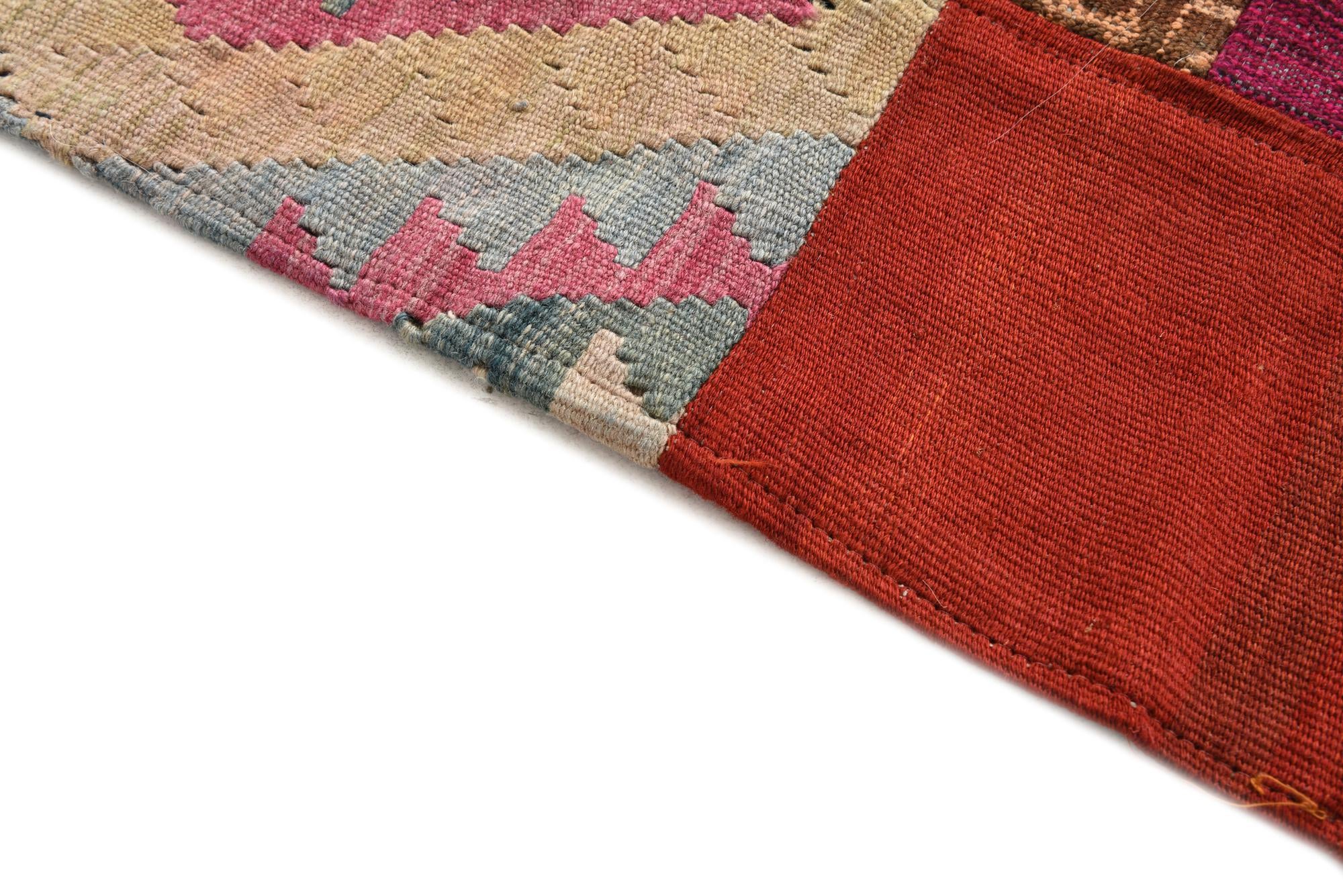4' x 5' 10 Hand Woven Kilim Patchwork Wool Rug