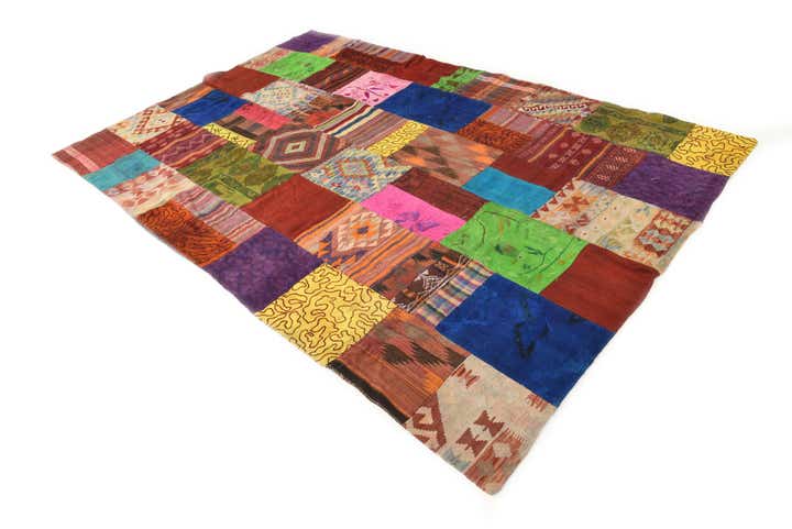 6' 7 x 9' 11 Hand Woven Kilim Patchwork Wool Rug