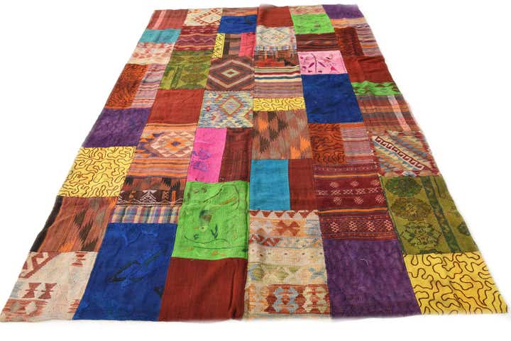 6' 7 x 9' 11 Hand Woven Kilim Patchwork Wool Rug