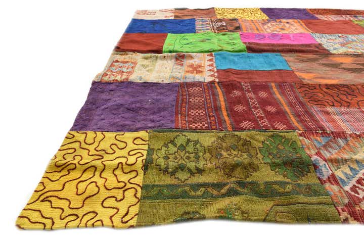 6' 7 x 9' 11 Hand Woven Kilim Patchwork Wool Rug