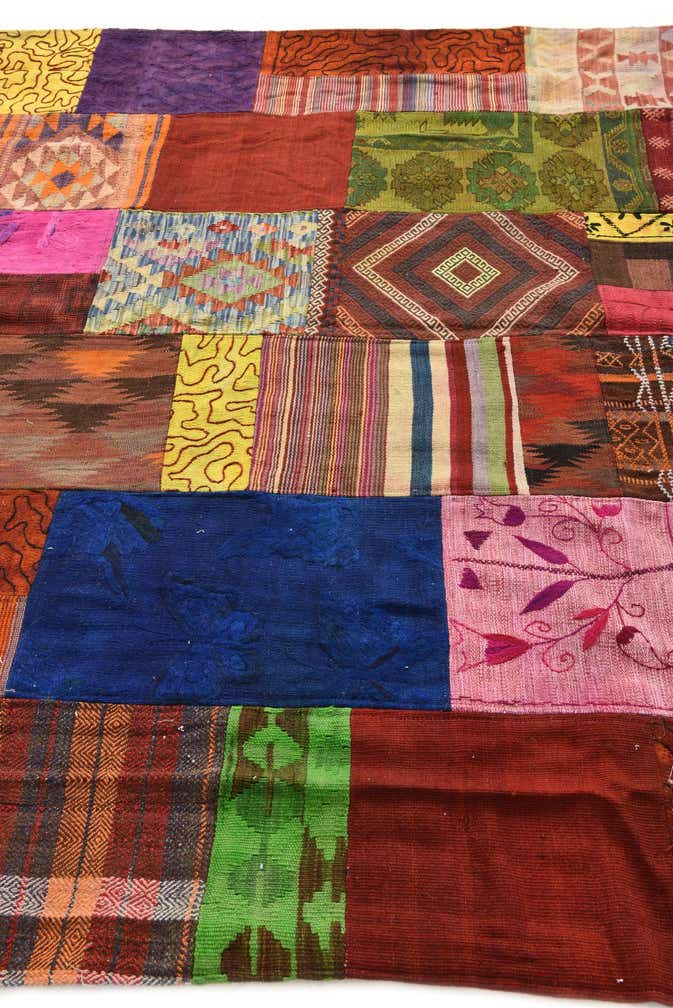 6' 7 x 9' 11 Hand Woven Kilim Patchwork Wool Rug
