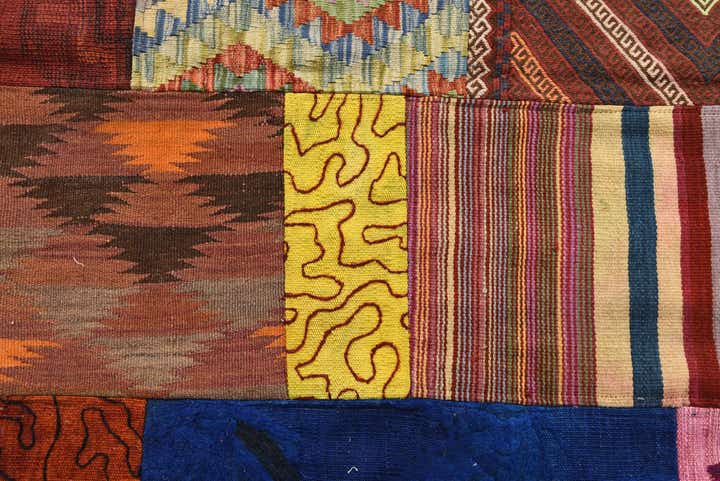 6' 7 x 9' 11 Hand Woven Kilim Patchwork Wool Rug