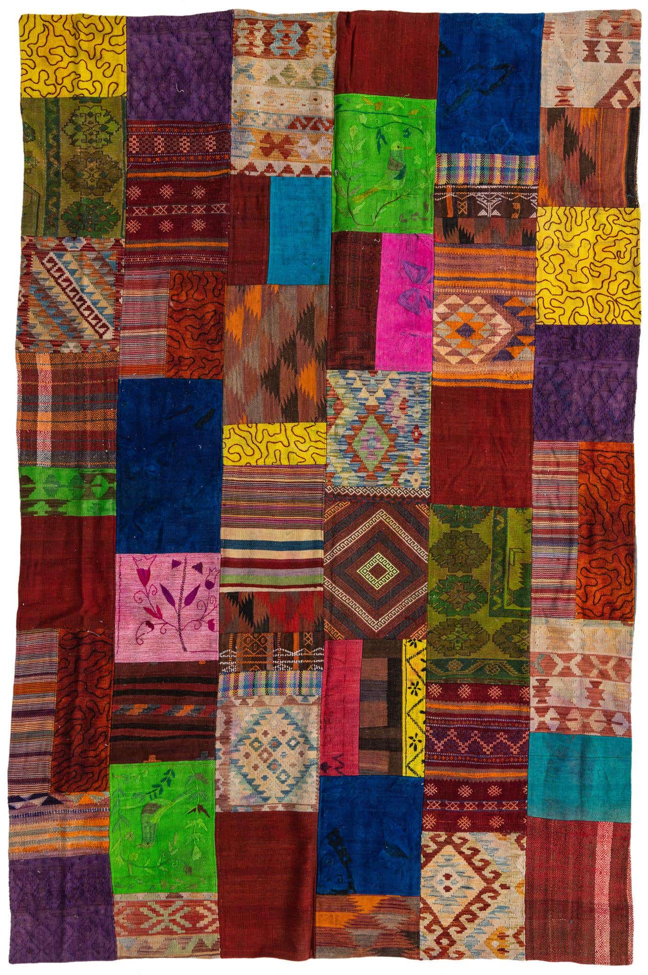 6' 7 x 9' 11 Hand Woven Kilim Patchwork Wool Rug